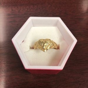 Gold nuggets heart 14kt ring